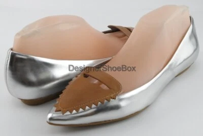 LUXURY REBEL ROMI Plateado Marrón Cuero Metálico Diseñador Punta Plana 6,5 EUR 37 Foto 1 de 4