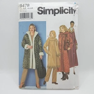 Simplicity 9478 Misses' Coat Jacket Scarf Purse Sewing Pattern Size XS-M Uncut - Picture 1 of 6