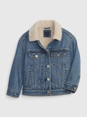 NEW $65 GAP Toddler Girls Sherpa-Lined Denim Jacket with Washwell Size 3T - Image 1 of 3