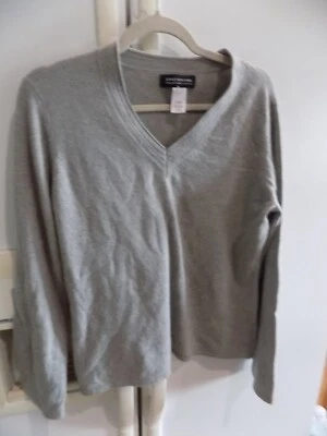 Suéter Jones New York Mujer Talla L Gris Cuello en V Cachemira Usado en Excelente Condición Foto 1 de 2