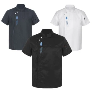 Mens Womens Chefs Coat Sweat-absorbent Unisex Bakery Chef Jacket Canteen Hotel - Picture 1 of 33