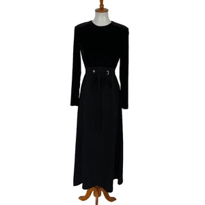 David Warren Women’s Formal Vintage Dress 6 Black Maxi Long Sleeve - Picture 1 of 9