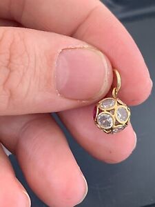 9ct gold ruby & diamante ball large charm/ pendant, 9k 375