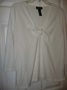 Lauren Ralph Lauren,White Knit,Cotton stretch Vneck,3/4 Sleeve XL(3253) - Picture 1 of 10