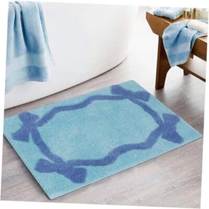 Cute Bow Bath Mat Bathroom Rugs Non Slip Absorbent Bath Rugs Funny 20*32 Blue - Picture 1 of 6