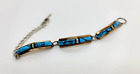 Bracelet bascule lié Navajo S.S. turquoise, opale et onyx 7 3/4" signé NEZ