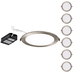 6 Pack 18W 8 Inch Ultra-Thin LED Recessed Light with J-Box, Slim Panel Downlight - Picture 1 of 28