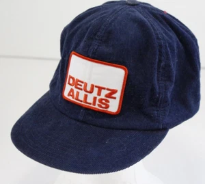 Deutz Allis Trucker Hat Corduroy Navy Blue Tractor Patch Farm Made in USA - Picture 1 of 6
