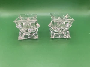 Avon Crystal Vintage Glistening Star Lead Crystal Taper Candle Holders Over 24% - Picture 1 of 4
