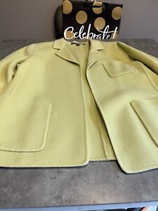 Linda Allard Ellen Tracy 100% Wool Sz 16 Olive Green Blazer w/ 3 Front Pockets