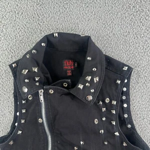 Vintage Tripp NYC Vest Womens Small Black Studded Punk Goth Emo - Picture 1 of 12