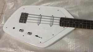 4 Strings White Electric Bass Guitar Rare Shape Solid Body Maple Neck Dot Inlay - Picture 1 of 4