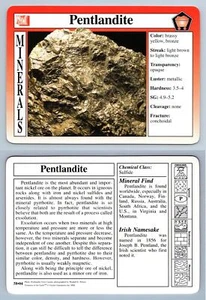 Pentlandite #58.04 - Minerals - Treasures Of The Earth Grolier Card - Picture 1 of 1