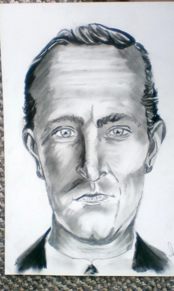 DB Cooper Original Lápiz Carbón A4 Dibujo Retrato Foto 1 de 1