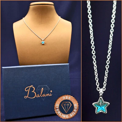 Halskette mit Stern-Anhänger 925 Sterling-Silber +Etui, Geschenk Weihnachten - Bild 1 von 4