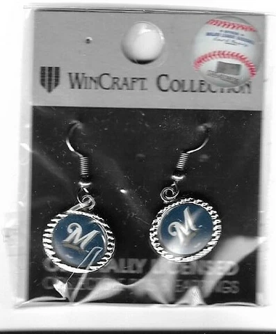 Milwaukee Brewers Women's Round Dangle Earrings - New in Package Cover