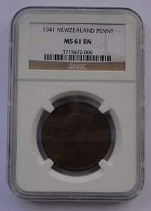 NEW ZEALAND COIN 1 PENNY 1941  NGC MS 61 BN - Picture 1 of 2