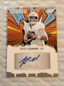 2025 Sage Artistry - Silver Foil Auto Riley Leonard #ART-RL2 (RC, AU) Colts - Picture 1 of 1