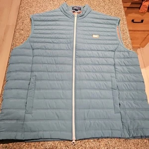 JOHNNIE-O Hatteras Men’s Sz XXL Harbour Blue Full Zip Puffer Vest Quilted  - Picture 1 of 15