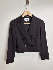 Chaqueta Blazer Reiss Orianna Crop Talla 6 Negra Doble Pecho A Medida Mínima - Imagen 1 de 9
