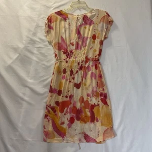 AKRIS Womens Dress Size 6 Silk Yellow & Pink Floral Print Short Sleeve - Picture 1 of 12