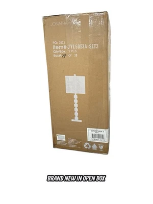 Jonathan Y Cary 27.5 in Chrome/Clear Modern Stacked Crystal LED Table Lamp 2PK🔷 - Image 1 of 4