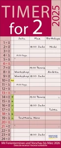Wandkalender 2025 Timer for 2 Lifestyle: Familienplaner mit 3 breiten Spalt ... - Bild 1 von 12