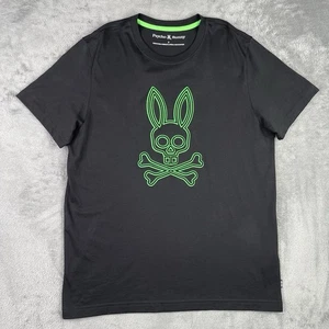 Psycho Bunny T Shirt Men 5 Medium Black Green Skull Logo Bold Edgy Embroidered - Picture 1 of 10