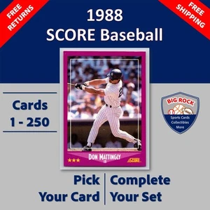 1988 Score Baseball Cards #1 - 250 | You Pick | Complete Your Set - Picture 1 of 251