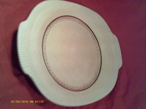 [Q7]  INTRINSIC by SALEM CHINA CO 13 1/2" OFF-WHITE CERAMIC PLATTER 23K GOLD - Picture 1 of 6