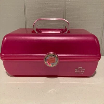 CABOODLES tiered Large STORAGE Makeup CASE Pink Plastic Vintage - Image 1 of 4