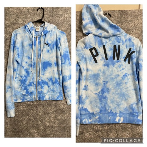 UNDERCOVER Felpa con cappuccio rosa Victorias Secret blu bianca tie dye spell out felpa XS cane zip