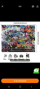 Graffiti Leinwand, 230cm x 180cm, XXL Backdrop, Print, NEU - Bild 1 von 3