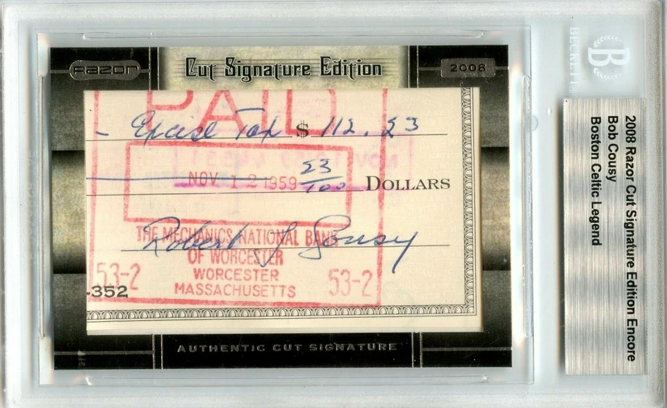 2008 Razor Cut Signature Edition BOB COUSY Autograph Beckett Boston Celtics 💎 - Image 1 of 1