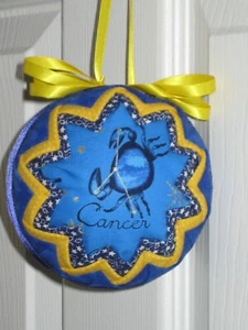 Cancer; zodiac sign; 4 inch fabric round ball ornament, made in USA - Picture 1 of 2