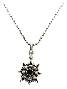 Collar Starburst de Colección Esterlina ~ Cadena Bola y Colgante Granate Estrella de Sabiduría - Imagen 1 de 7