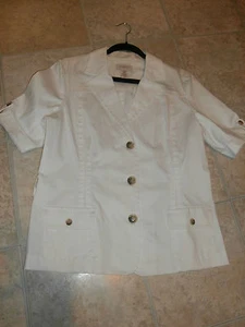 Women's White 1/2 Sleeve Blazer Jacket LARGE Covington Woman NWOT - Picture 1 of 3