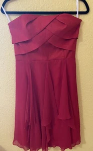 Vintage 80s Jessica McClintock Red Strapless Size 11 Satin Chiffon Prom Formal - Picture 1 of 15