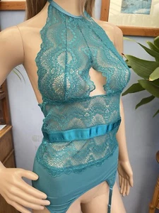 BNWY Ann Summers Darrah Teal Blue Cami Suspender Size S - 8 - 10 - Picture 1 of 12