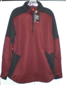 UNDER ARMOUR HERREN QUARTER ZIP HEMD, LANGARM BURGUNDERROT & SCHWARZ GRÖSSE LARGE NEU MIT ETIKETT - Bild 1 von 9