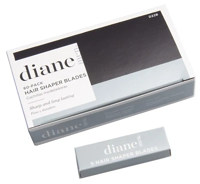 Diane Stainless Steel Hair Shaper Blades 60 Pack Made in Japan #D22B