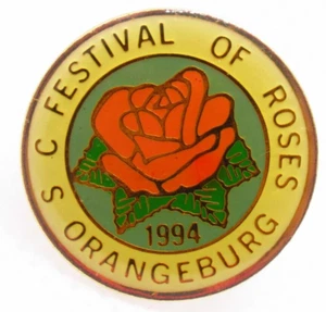 Festival of Roses Pin 1994 Orangeburg South Carolina Red Rose Lapel Souvenir - Picture 1 of 5