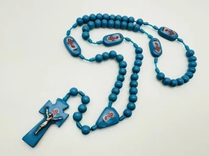 Divino niño Jesús Rosario Hecho Con Madera Nudos De Hilo Y Madera Azul - Imagen 1 de 1