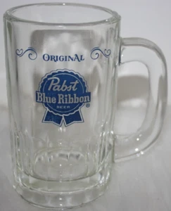 Vintage Pabst Blue Ribbon Beer Mug Stein Bar Glass Kitchen Ware GUC - Picture 1 of 6