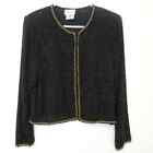 Vintage Stenay Jacket Women Silk Blazer Beaded Evening Cocktail Black Size M 