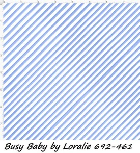 Busy Baby Cotton Quilt fabric BTY Loralie Designs 692-461 Blue Stripe - Picture 1 of 12