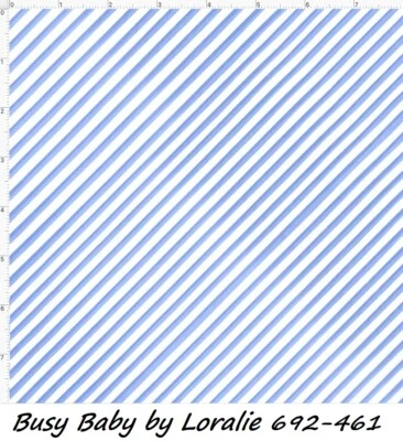 Busy Baby Cotton Quilt fabric BTY Loralie Designs 692-461 Blue Stripe  - Image 1 of 4