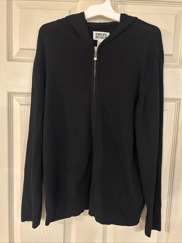 VETEMENTS Chico’s Design giacca pizzo zip davanti taglia 1 small medium nero vintage