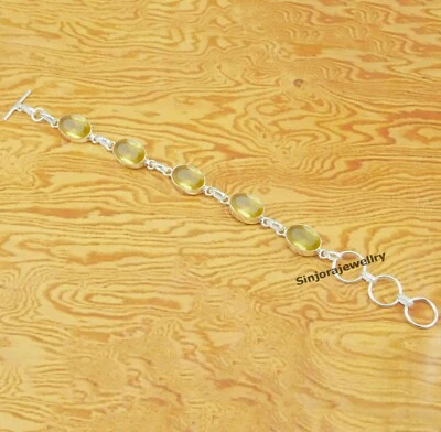 Citrine Gemstone 925 Sterling Silver handmade Adjustable Bracelet 7" to 8" - Image 1 of 4