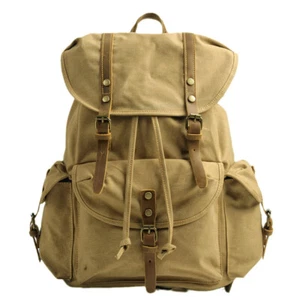 Zaino Vintage Tela Lavata Borsa Uomo Zaino Viaggio Escursionismo Borsa Campeggio - Foto 1 di 8